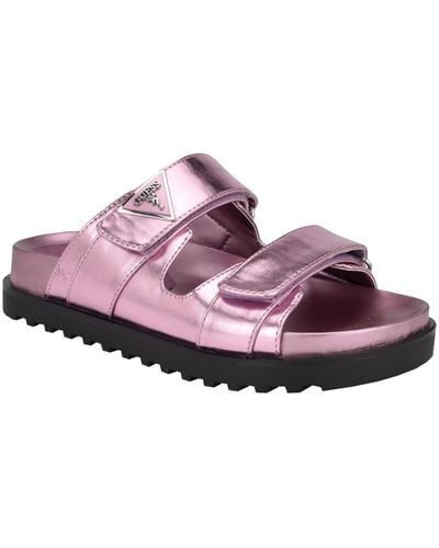 Guess Fabula Lug-sole Logo Footbed Sandals - Purple