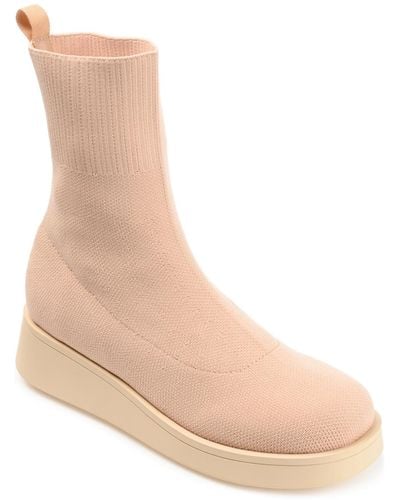 Journee Collection Ebby Sock Booties - Natural