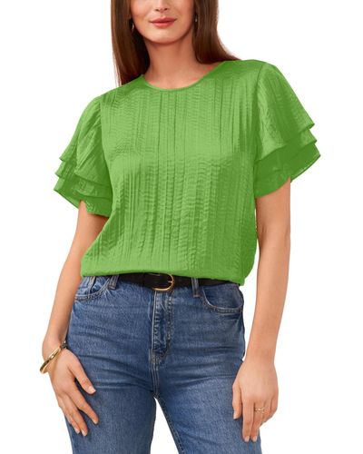 Vince Camuto Tiered-short-sleeve Top - Green