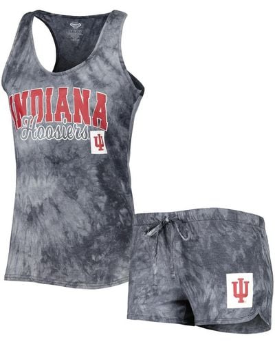 Concepts Sport Indiana Hoosiers Billboard Tie-dye Tank Top And Shorts Sleep Set - Blue
