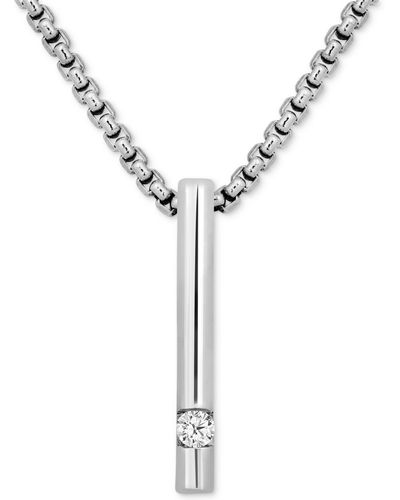 Macy's Diamond Solitaire Vertical Bar 22" Pendant Necklace (1/10 Ct. T.w.) - Metallic