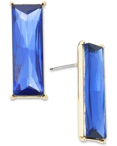INC International Concepts Gold-tone Crystal Rectangle Earrings - Blue