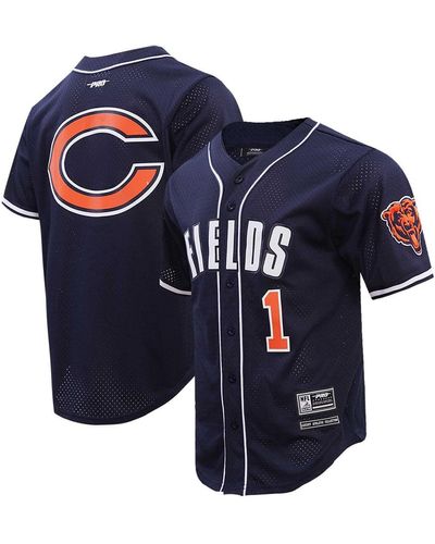 Pro Standard Justin Fields Chicago Bears Baseball Player Button-up Shirt - Blue