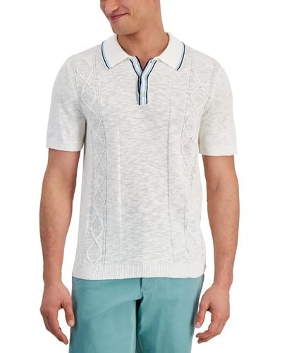 Club Room Luxury Sweater Short-sleeve Polo Shirt - White