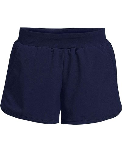 Lands' End Girl Slim Stretch Woven Swimsuit Shorts - Blue