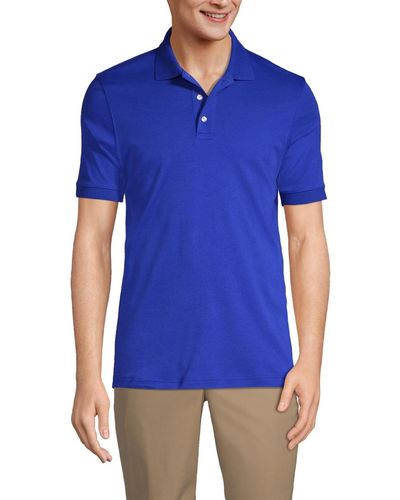 Lands' End School Uniform Short Sleeve Interlock Polo Shirt - Blue