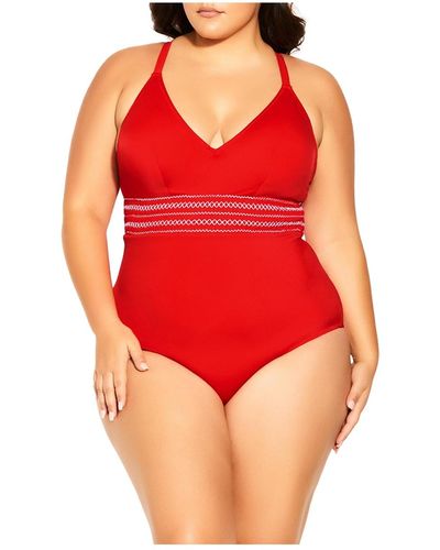 City Chic Plus Size Lucia 1 Piece - Red