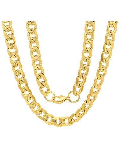 Steeltime 18k Plated Stainless Steel Accented 10mm Figaro Chain Link 24" Necklaces - Metallic