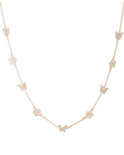 Marchesa Gold-tone Crystal Butterfly & Flower Collar Necklace - Natural