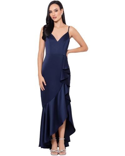 Xscape Asymmetric-hem Sleeveless Dress - Blue