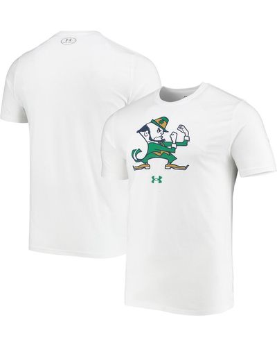 Under Armour Notre Dame Fighting Irish Mascot Logo Performance Cotton T-shirt - White