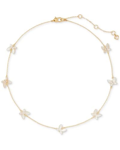 Kate Spade Gold-tone Cubic Zirconia & Mother-of-pearl Butterfly Scatter Necklace - White