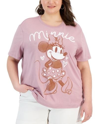 Disney Trendy Plus Size Minnie Graphic T-shirt - Pink