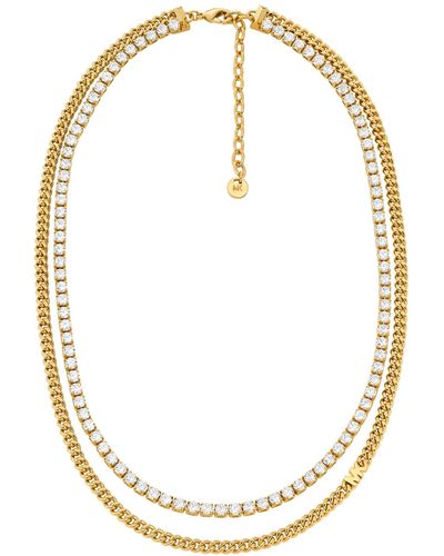 Michael Kors Mk Precious Metal-Plated Brass Double Chain Tennis Necklace - Metallic