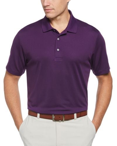 PGA TOUR Airflux Solid Mesh Short Sleeve Golf Polo Shirt - Purple