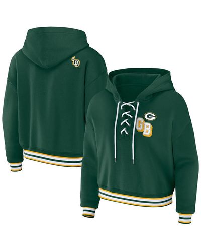 WEAR by Erin Andrews Bay Packers Lace-up Pullover Hoodie - Green