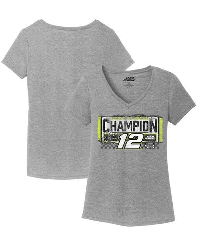 Team Penske Ryan Blaney 2023 Nascar Cup Series Champion V-neck T-shirt - Gray
