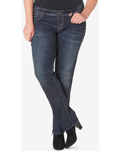 Silver Jeans Co. Trendy Plus Size Slim Bootcut Jeans, Dark Blue Wash