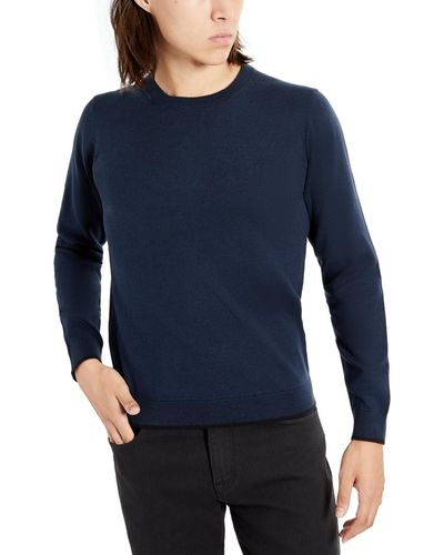 Kenneth Cole Slim Fit Lightweight Crewneck Pullover Sweater - Blue