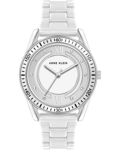 Anne Klein Quartz Ceramic Link Bracelet Watch - Gray