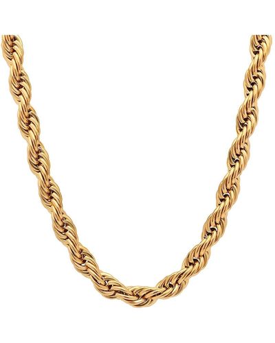 Steeltime 18k Plated Stainless Steel Rope Chain 30" Necklace - Metallic