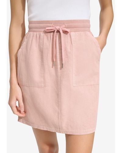 Marc New York Andrew Washed Linen High Rise Skirt - Pink