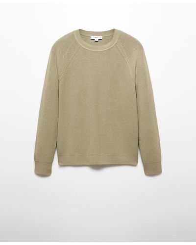 Mango Ribbed Round-neck Sweater - Natural