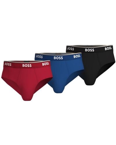 BOSS Boss By 3-pk. Power Stretch Assorted Color Solid Briefs - Blue