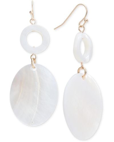 Style & Co. Gold-tone Rivershell Statement Earrings - White
