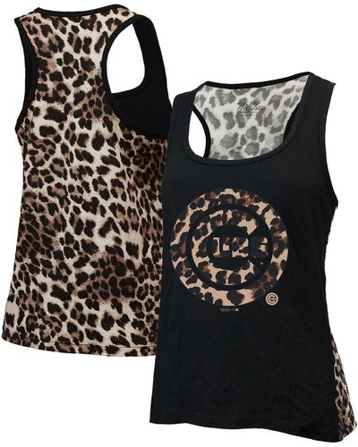 Majestic Threads Chicago Cubs Leopard Tank Top - Black