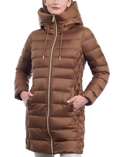 Michael Kors Hooded Down Packable Puffer Coat, Created For Macy's - Brown