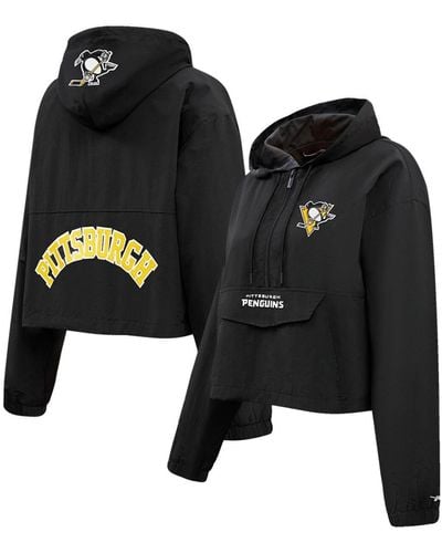 Pro Standard Pittsburgh Penguins Classic Cropped Half-zip Wind Jacket - Black