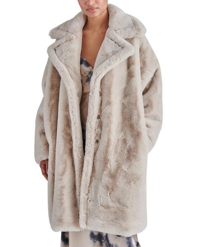 Steve Madden Emery Oversized Long Faux Fur Coat - Natural