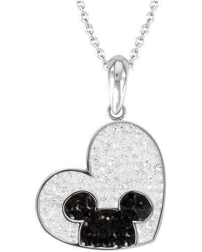 Disney Mickey Mouse Stainless Steel Crystal Heart Necklace - White