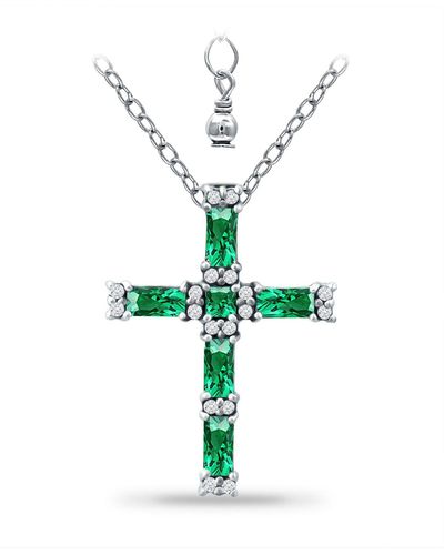 Giani Bernini Created Quartz And Cubic Zirconia Cross Pendant - Green