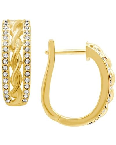 Essentials Silver Or Gold Plated Twist Center Hinge Hoop Earrings - Metallic