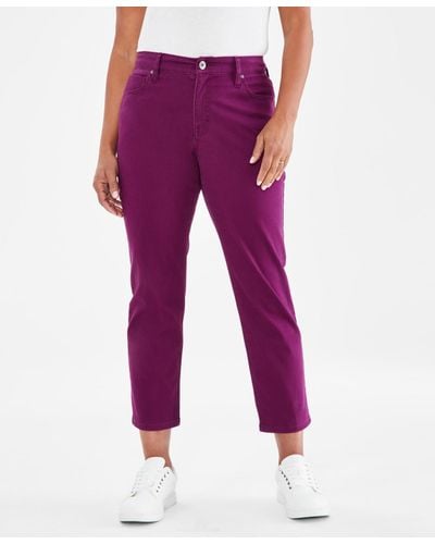 Style & Co. Mid-rise Curvy Capri Jeans - Red