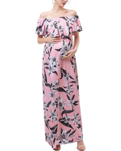 Kimi + Kai Kimi + Kai Maternity Floral Print Nursing Maxi Dress - Purple