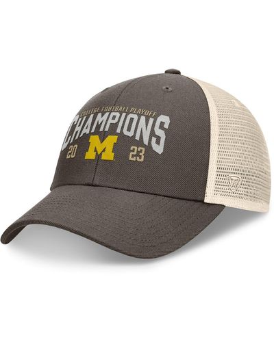 Top Of The World Michigan Wolverines College Football Playoff 2023 National Champions Unstructured Trucker Adjustable Hat - Gray