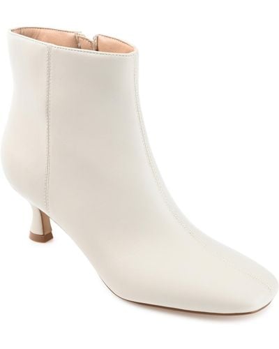 Journee Collection Kelssa Square Toe Booties - White
