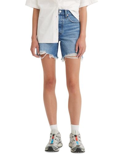 Levi's 501 Mid-thigh High Rise Straight Fit Denim Shorts - Blue