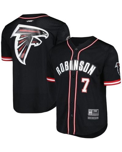 Pro Standard Bijan Robinson Atlanta Falcons Mesh Baseball Button-up T-shirt - Black