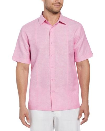 Cubavera Classic-fit Linen Blend Short Sleeve Button-front Shirt - Pink