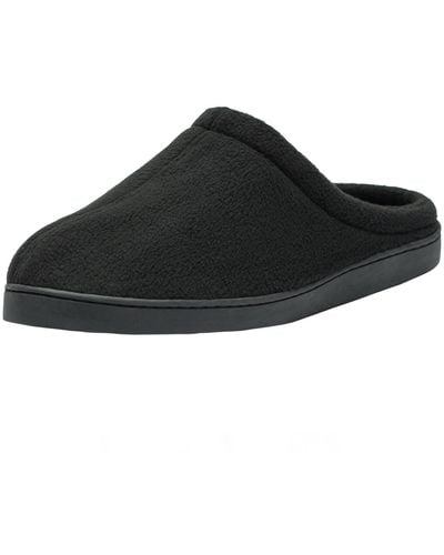Alpine Swiss Memory Foam Fleece Clog Slippers Wide Warm Slip On House Shoes - Black