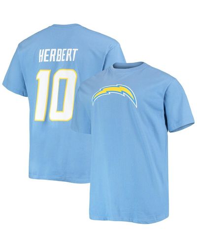 Fanatics Justin Herbert Los Angeles Chargers Big And Tall Player Name And Number T-shirt - Blue