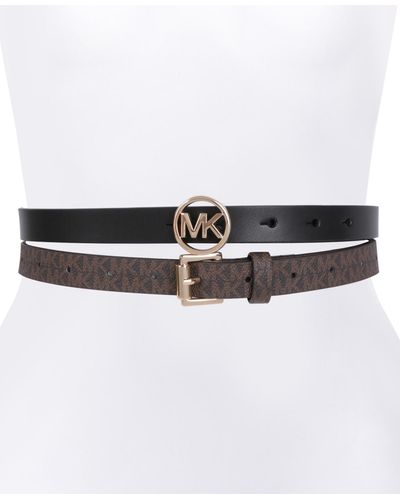 Michael Kors Michael 2-pk. Smooth Leather & Logo-print Belts - White