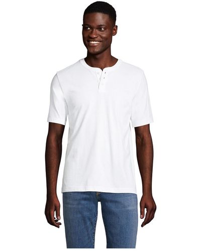 Lands' End Short Sleeve Super-t Henley T-shirt - White