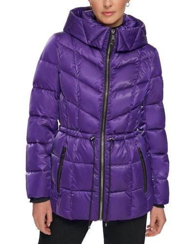 DKNY Shine Hooded Puffer Coat - Purple