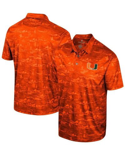 Colosseum Athletics Miami Hurricanes Daly Print Polo Shirt - Orange