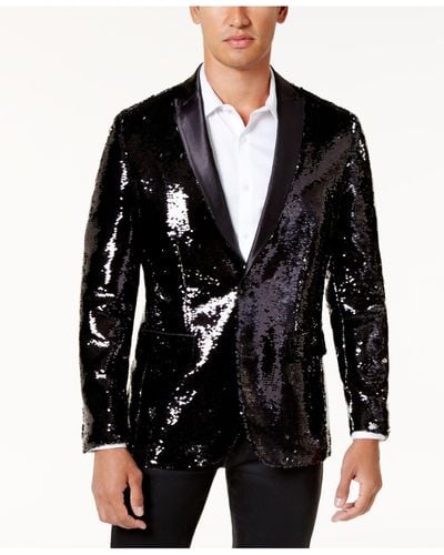 INC International Concepts Men's Slim-fit Sequined Blazer - Black